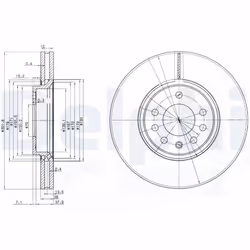 Disque de frein DELPHI BG3772C avant, ventilé, 2 pièce