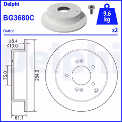 Disque de frein DELPHI BG3680C arrière, plein, 2 pièce