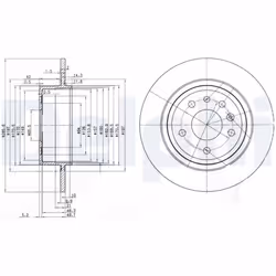 Disque de frein DELPHI BG3908C arrière, plein, 2 pièce