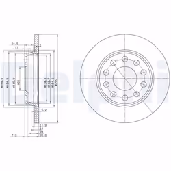 Disque de frein DELPHI BG3674C arrière, plein, 2 pièce
