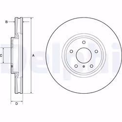 Disque de frein DELPHI BG9152 avant, ventilé, 1 pièce