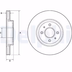 Disque de frein DELPHI BG4743C avant, ventilé, 2 pièce