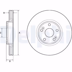 Disque de frein DELPHI BG4746C avant, ventilé, 2 pièce