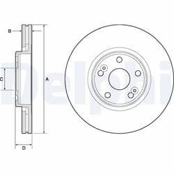 Disque de frein DELPHI BG4746C avant, ventilé, 2 pièce