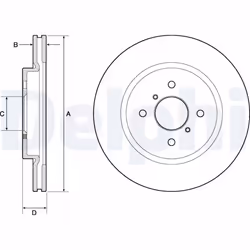 Disque de frein DELPHI BG4750C avant, ventilé, 2 pièce