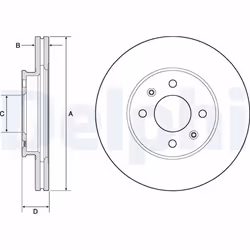 Disque de frein DELPHI BG4744C avant, ventilé, 2 pièce