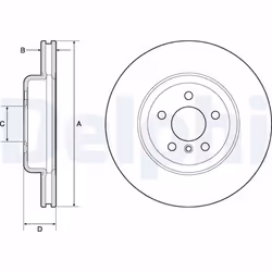 Disque de frein DELPHI BG9154C avant, ventilé, à haute teneur en carbone, 1 pièce