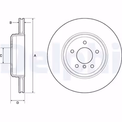 Disque de frein DELPHI BG4753C arrière, ventilé, à haute teneur en carbone, 2 pièce