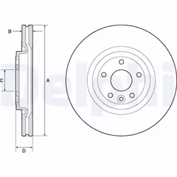 Disque de frein DELPHI BG9166C avant, ventilé, 1 pièce