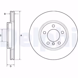 Disque de frein DELPHI BG4771C avant, ventilé, à haute teneur en carbone, 2 pièce