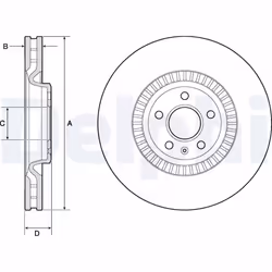 Disque de frein DELPHI BG9171C avant, ventilé, à haute teneur en carbone, 1 pièce