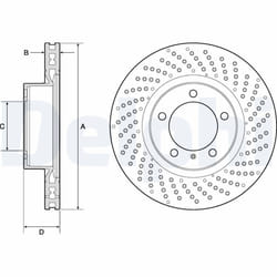 Disque de frein DELPHI BG4781C avant, ventilé, à haute teneur en carbone, 2 pièce