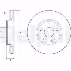 Disque de frein DELPHI BG4788C avant, ventilé, à haute teneur en carbone, 2 pièce