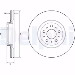 Disque de frein DELPHI BG4797C avant, ventilé, 2 pièce