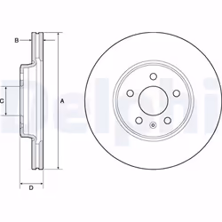 Disque de frein DELPHI BG4799C avant, ventilé, à haute teneur en carbone, 2 pièce