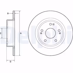 Disque de frein DELPHI BG4801C arrière, plein, 2 pièce