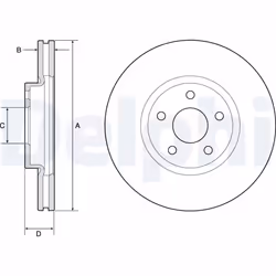 Disque de frein DELPHI BG4803C arrière, ventilé, 2 pièce