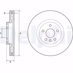Disque de frein DELPHI BG9183C avant, ventilé, à haute teneur en carbone, 1 pièce