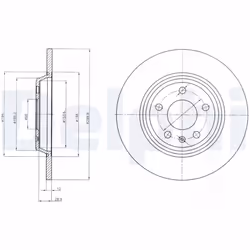 Disque de frein DELPHI BG4081C arrière, plein, 2 pièce