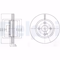 Disque de frein DELPHI BG4254C avant, ventilé, 2 pièce