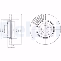 Disque de frein DELPHI BG4282C avant, ventilé, 2 pièce