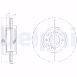 Disque de frein DELPHI BG3661C avant, ventilé, 2 pièce
