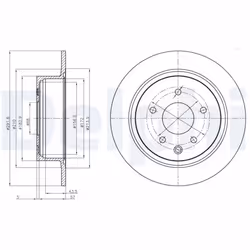 Disque de frein DELPHI BG4108C arrière, plein, 2 pièce