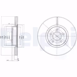 Disque de frein DELPHI BG4056C avant, ventilé, à haute teneur en carbone, 2 pièce