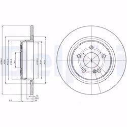 Disque de frein DELPHI BG4153C arrière, plein, 2 pièce
