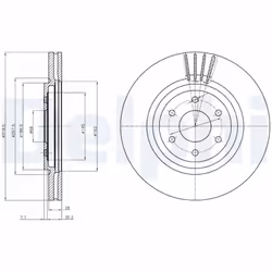 Disque de frein DELPHI BG4176C avant, ventilé, 2 pièce