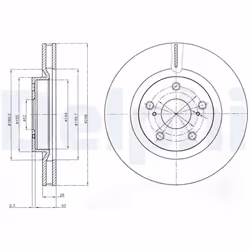 Disque de frein DELPHI BG4114C avant, ventilé, 2 pièce