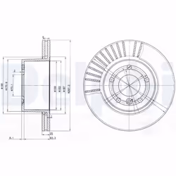 Disque de frein DELPHI BG3737C avant, ventilé, 2 pièce