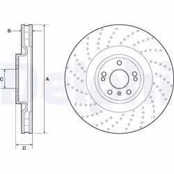 Disque de frein DELPHI BG9185C avant, ventilé, perforé, à haute teneur en carbone, 1 pièce