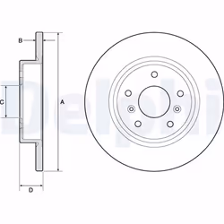 Disque de frein DELPHI BG4807C arrière, plein, 2 pièce