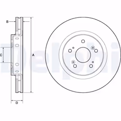 Disque de frein DELPHI BG4808C avant, ventilé, 2 pièce