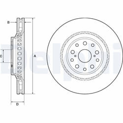 Disque de frein DELPHI BG9186C avant, ventilé, 1 pièce