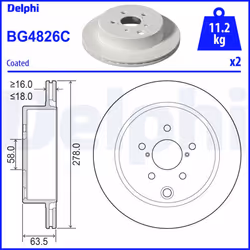 Disque de frein DELPHI BG4826C arrière, ventilé, 2 pièce