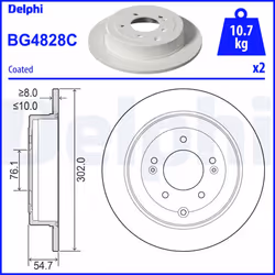 Disque de frein DELPHI BG4828C arrière, plein, 2 pièce