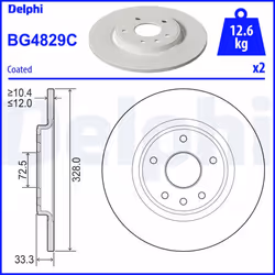 Disque de frein DELPHI BG4829C arrière, plein, 2 pièce
