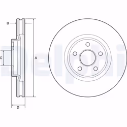 Disque de frein DELPHI BG9203C avant, ventilé, 1 pièce