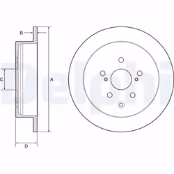 Disque de frein DELPHI BG4919C arrière, plein, 2 pièce