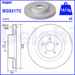 Disque de frein DELPHI BG9217C avant, ventilé, 1 pièce