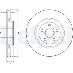 Disque de frein DELPHI BG9213C avant, ventilé, à haute teneur en carbone, 1 pièce