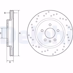 Disque de frein DELPHI BG4923C arrière, ventilé, 2 pièce