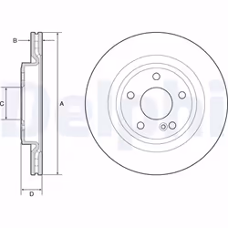 Disque de frein DELPHI BG4927C arrière, ventilé, 2 pièce