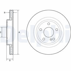 Disque de frein DELPHI BG4927C arrière, ventilé, 2 pièce