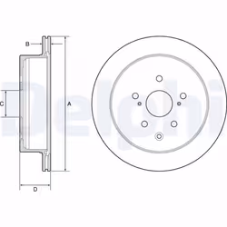 Disque de frein DELPHI BG4929C arrière, ventilé, 2 pièce