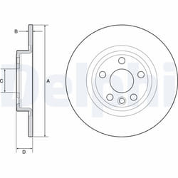 Disque de frein DELPHI BG4930C arrière, plein, 2 pièce