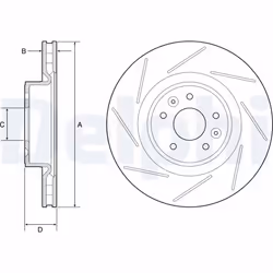 Disque de frein DELPHI BG9224C avant, ventilé, à haute teneur en carbone, 1 pièce
