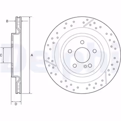 Disque de frein DELPHI BG4958C arrière, ventilé, à haute teneur en carbone, 2 pièce